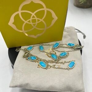 Kendra Scott Kellie Long Station Necklace Gold Turquoise Or Variegated Magnesite